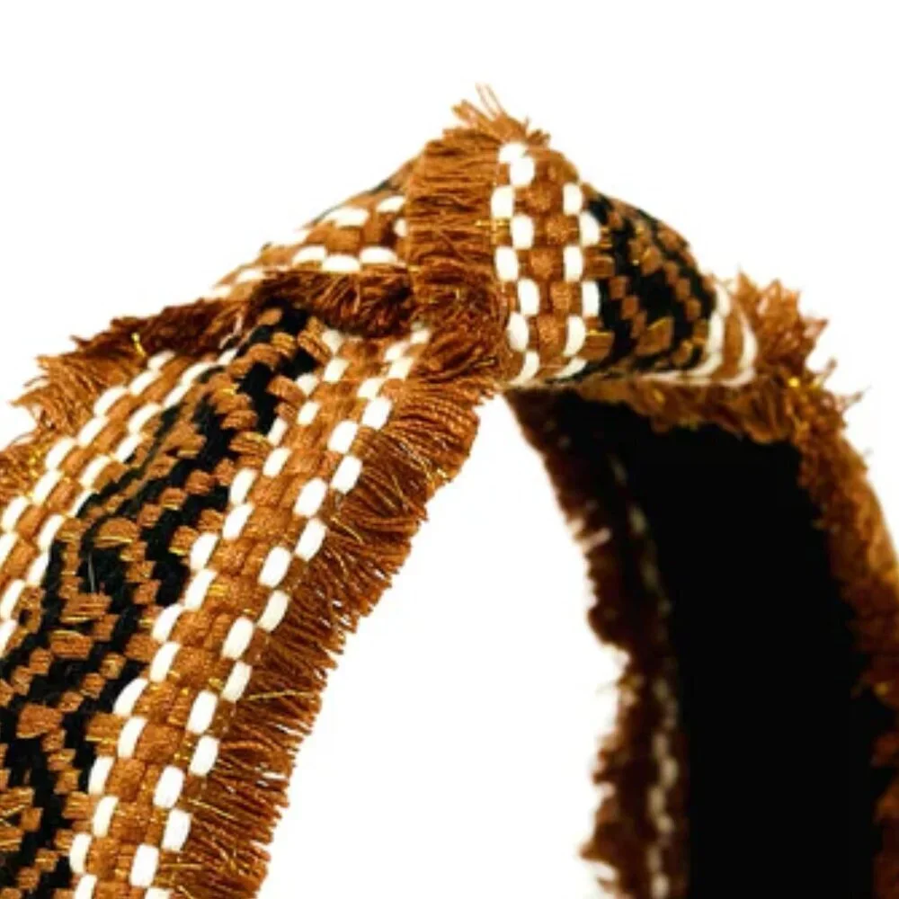 NWOT Carlotta Woven Tweed Brown Top Knot Headband